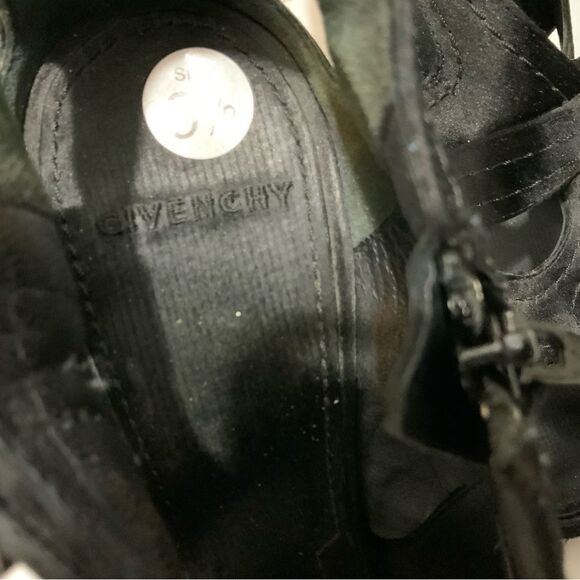 Givenchy Womens Side Zip Stiletto Peep Toe Satin Cut Out Sandals Black Size 40 - Picture 5 of 16